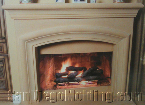 Precast stone fireplace mantle